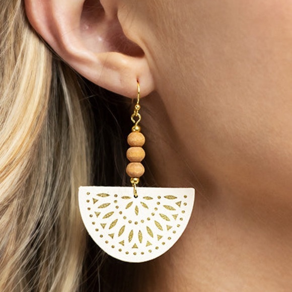 Private Label Jewelry - Half Moon Leather Earrings